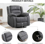 CANMOV Power Recliner Chair for Adults, Oversized Electric Recliner with Soft Cushion and Back, Upholstered Soft Fabric Reclining Chair for Living Room, Bedroom, Grey