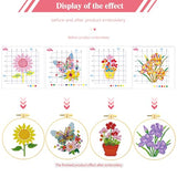Zhenqing 4-Pack Floral Cross Stitch Kits – 11CT 20x20cm Aida Cloth with Iris, Sunflower & Butterfly Designs – Vibrant Home Decor Embroidery Set（68157）