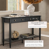 HULALA HOME Mid Century Modern Console Table with Natural Wood Grain, Fluted Entryway Table with 2 Drawers & Lower Shelf, 47.2" W x 13.78" D x 30" H(Black) HULALA HOME