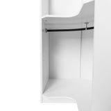 TINIMONI L-Shaped Corner Closet with Dual Hanging Rods, 43.3" Wide Wood Wardrobe Armoire for Efficient Clothes Storage, Space-Saving Design for Bedroom, White TINIMONI