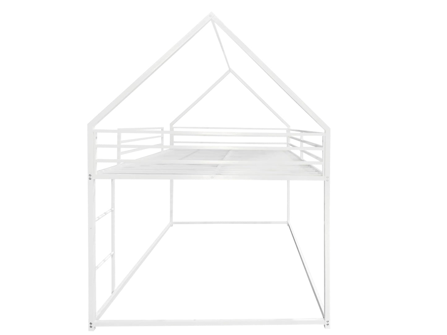 UOCFYK Full Over Full House Bunk Bed with Roof Design & Ladder, Metal Playhouse Bedframe for Kids, Boys and Girls, Easy Assembly & No Box Spring Needed (White)