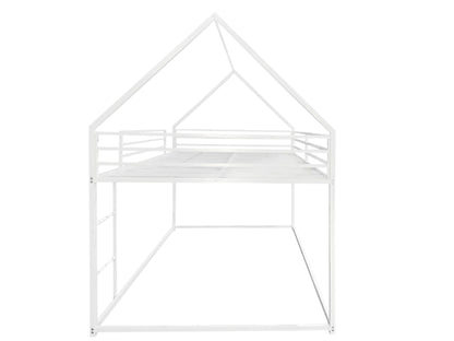 UOCFYK Full Over Full House Bunk Bed with Roof Design & Ladder, Metal Playhouse Bedframe for Kids, Boys and Girls, Easy Assembly & No Box Spring Needed (White)