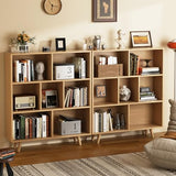 Shintenchi Wooden 7 Cube Bookshelf, 3 Tier Bookcase with Legs, Modern Open Storage Organizer Shelf,Display Cabinet Shelf Free Standing Bookshelves for Bedroom,Living Room,Office,Natural Shintenchi