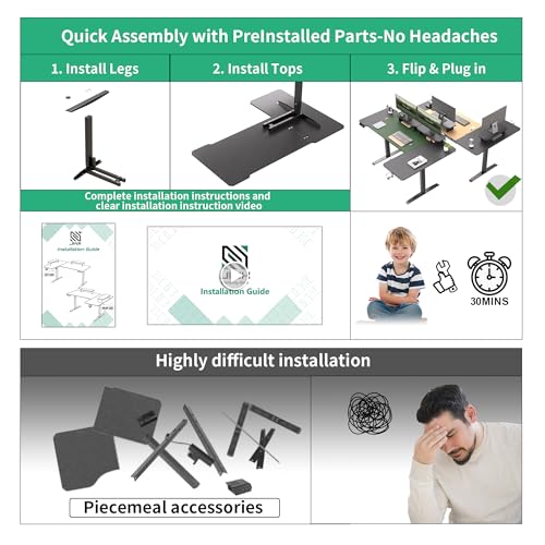 JWX L Shaped Standing Desk 63"x43", Dual Motor Height Adjustable Desk with Reversible Corner Setup, Curved Desktop, Upper Shelf, Cable Tray, Cup Holder, Headphone Hook, Matte Black JWX