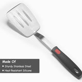 Stainless Steel Spatula Turner, Metal Spatula for Kitchen Use,VOVOLY Heavy Duty Cooking Spatula, Wide Blade with Beveled Edge and Heat Resistant Silicone Handle, Dishwasher Safe Vovoly