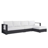 Modway Tahoe Modular Aluminum 3-Piece Outdoor Patio Furniture Gray White, Right-Facing Sectional Sofa Set with Weather-Resistant Cushions, Ideal for Deck, Backyard, Poolside Modway