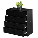 Karl home Black 4 Drawer Dresser for Bedroom, Modern Nightstand Storage Chest of Drawer, Wooden Side Table End Table, Living Room, Reception Room Karl home