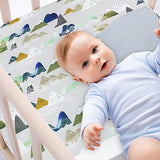 TANOFAR 4 Piece Crib Bedding Set for Boys, Infant & Toddler Nursery Bed Set with Crib Skirt, Quilt, Crib Sheet and Diaper Stacke, Standard Size Soft Baby Bed Set (Grey Mountain) TANOFAR