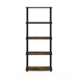 Furinno Turn-S-Tube 5-Tier Multipurpose Shelf Display Rack with Square Tubes, Amber Pine/Black Furinno