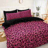 Leopard Print Comforter King Black and Pink Bedding Sets 8 Pcs Hot Pink Cheetah Animal Print Texture Wild Leopard Bed in A Bag with Comforter and Sheet Set Chumerry