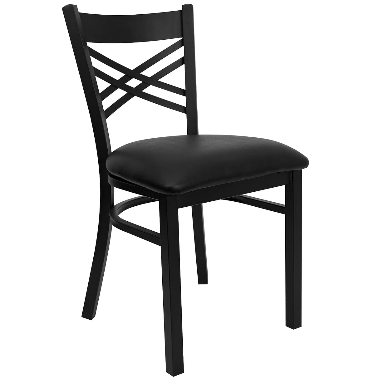 Flash Furniture Hercules Series "X" Back Metal Restaurant Chairs, Modern Upholstered Armless Dining Chairs for Restaurants/Kitchens, Set of 2, Black Flash Furniture
