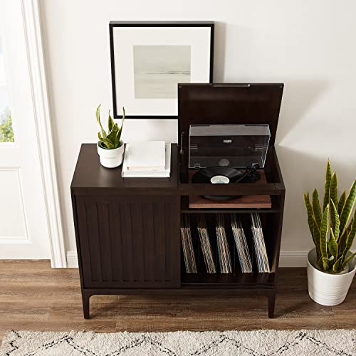 Crosley Furniture Asher Media Console and Record Player Stand with Storage for Vinyl Records, Dark Brown Crosley Furniture