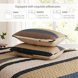Whale Flotilla Full Queen Size Quilt Set - Reversible Camel Quilts Queen Size with 2 Pillow Shams, Lightweight Boho Striped Bedspreads Coverlet Bedding Set for All Seasons Whale Flotilla