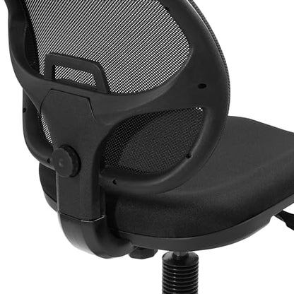 Office Star DC Series Deluxe Breathable Mesh Back Ergonomic Drafting Chair with Lumbar Support and Adjustable Footring, Black Fabric - WoodArtSupply