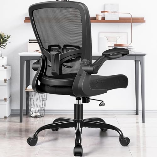 FelixKing Office Chair - Ergonomic Desk Chair with Adjustable Height, 360° Swivel, Flip-up Armrests, Flexible Tilt, Comfy Breathable Cushion and Fabric, Lumbar Support, for Home Conference Room Office