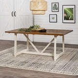 Walker Edison Modern Farmhouse Dining Table Wood Small Dining Room Table Sets Dining Chairs. 72 Inch. White and Rustic Oak Walker Edison