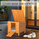 Wooden Cat Litter Box Enclosure Furniture, Weatherproof Cat House Hideout, Guinea Pig Cages with Lockable Door, for Squirrel, Ducks, Tortoises, Pigeons, Small Animals - 16.93" L x 16.54" W x 20.08" H yoyomax