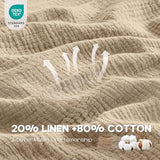 Simple&Opulence Linen Muslin Duvet Cover Set California King, 3Pcs Camel Linen Cotton 3-Layer Gauze Minimalist Comforter Cover 104”x98”, Ultra Soft Breathable Seersucker Bedding Set with 2 Pillowcases Simple&Opulence