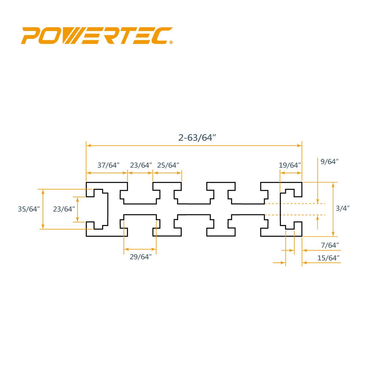 POWERTEC 71489 Multi T-Track Fence with Laser Measure Left to Right, 3” High x 24" Long Multi Track POWERTEC