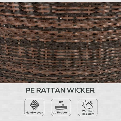 Outsunny 8 Piece Patio Furniture Set with 4 Rattan Sofa Chairs & 4 Tables, Outdoor Conversation Set with Storage & Umbrella Hole for Backyard, Lawn and Pool, Mixed Brown Outsunny