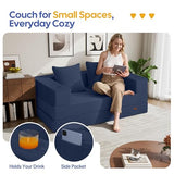 COMAX Futon Sofa Bed, 4‑in‑1 Convertible Sofa Bed, Folding Boneless Couches for Living Room, Fold Out Small Foldable Loveseat Floor Sleeper Comfy Mattress Lounge Space‑Saving, Navy Blue COMAX