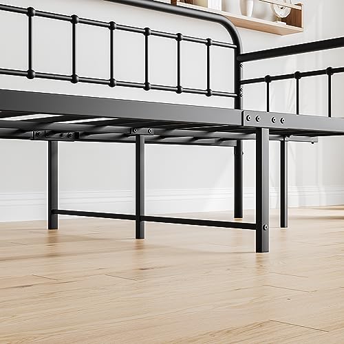 Crocofair Metal Daybed Frame Heavy Duty Slats Sofa Bed Platform Mattress Foundation Twin Daybed No Box Spring Needed(Black Twin) Crocofair