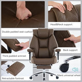 EXCEBET Big and Tall Office Chair with Footrest, PU Leather High Back Executive Office Chair 400lbs, Ergonomic Computer Chairs Lumbar Support for Heavy People (Brown) EXCEBET