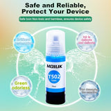 5 Pack T502 502 Ink Refill Bottles Compatible with Epson EcoTank 502/ET Series - Suitable for ET-2760, ET-4760, ET-2750, ET-3760, ET-2850, ET-15000, ST-4000, ST-2000 (5 Bottles: 2BCMY Moiuk