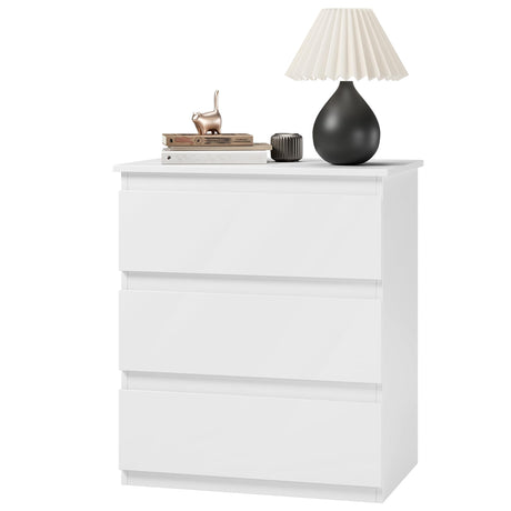Bamjoy White Nightstand with 3 Drawers, Beside Table with Drawers for Bedroom, Small Side Table Storage Cabinet 3 Drawer Night Stand for Home Office, 18.0W x 14.0D x 24.8H Inches Bamjoy