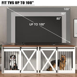 Nordee Axio 94.5" XXXL Dog Crate Furniture for 2 Large Dogs, Heavy Duty Double Dog Cage Extra Large Breed, 35.4" Tall Thick Wooden Dog Kennel TV Stand with Divider, White Nordee Axio