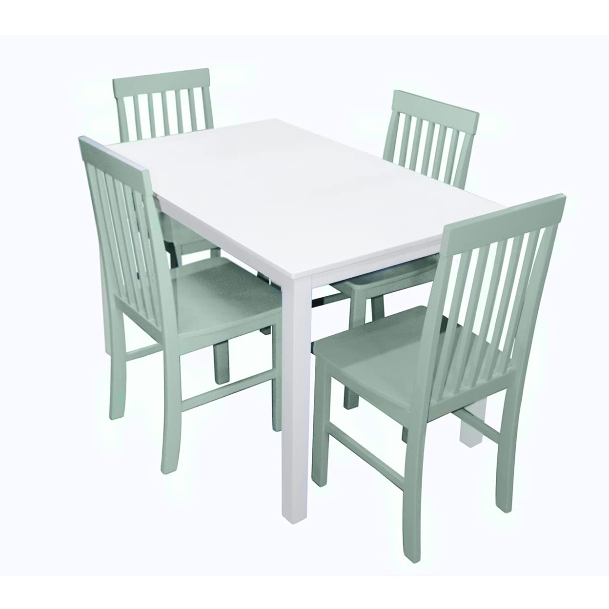 Walker Edison Modern Color Dining Room Table and Chair Set Small Space Living Kitchen, Dining Set, 48 Inch, 4 Person, White and Sage Green