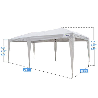 GOUTIME 10x20 Pop Up Canopy Tent with Sidewalls for Outdoor Christmas Party Events,White Easy Up Commercial Heavy Duty Large Gazebo Tents for Parties,Patio,Backyard - WoodArtSupply