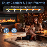 DUMOS 36" Freestanding Electric Fireplace, 1500W/750W Wall Mounted or Recessed Insert Fireplaces Heater with Remote Control,13 Adjustable Flame Color, 12H Timer, Touch Screen，Inky DUMOS