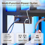 YATINEY Small Computer Desk with Charging Station and LED Lights, Gaming Desk with Monitor Stand, 2-Tier Home Office Desk with 4 Side Hooks, for Living Room, Home Office, Black DN01UDBBY2 YATINEY
