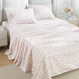 MUXHOMO King Size 4 Piece Sheet Set, Soft Breathable Bed Sheet Set for Bedroom with Deep Pocket Up to 16", Wrinkle-Free & Cooling Bedding for Oeko-TEX Certified - Blossoms Pink MUXHOMO