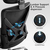 Ergalithic Ergonomic Office Chair-Computer X-Shaped Chair Mesh PU Leather with Adjustable Lumbar Support-Executive Desk Chair High Back with Headrest Flip-Up Arms for Long Hours (Black) Ergalithic