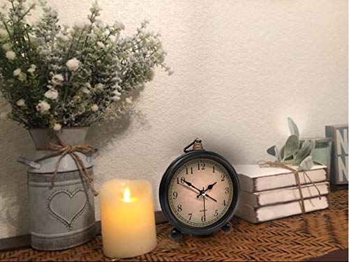 Vintage Retro Analog Alarm Clock, 4 inch Super Silent Non Ticking Small Clock with Night Light, Battery Operated, Simply Design, for Living Room, Bedroom, Bedside, Desk, Gift Clock (Arabic) TooTa