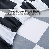 Best Season Bed Sheet Set 4 Piece -Full Size-Soft Durable Microfiber Bedding Sheet Set,Deep Pocket,Stain,Fade & Wrinkle Resistant (Plaid Black&White) Best Season