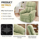 Korser Recliner Chair, Swivel Rocker Recliner Chair for Adults, Small Recliners for Small Spaces, Upholstered Manual Recliner with Side Pockets, Nursery Rocking Chair for Living Room, Chenille, Green