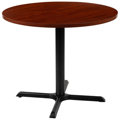 Flash Furniture Chapman 36" Round Multipurpose Conference Table, Business Meeting Table for Office and Conference Rooms, Cherry - WoodArtSupply