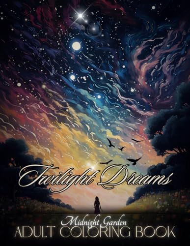 Midnight Garden Adult Coloring Book | Twilight Dreams |: Magical Black Background Coloring Pages Of Whimsical Enchanted Calming Beautiful Glowing ... Fantasy Tree houses in a Relaxing Landscapes WoodArtSupply