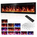 BREEZEHEAT 72 Inch Ultra Thin Electric Fireplace-Narrow Bezel Linear Fireplace Heater Recessed Wall Mounted, Remote Control, Touch Screen, 750W/1500W, 8H Timer for Living Room, Bedroom, Office BREEZEHEAT
