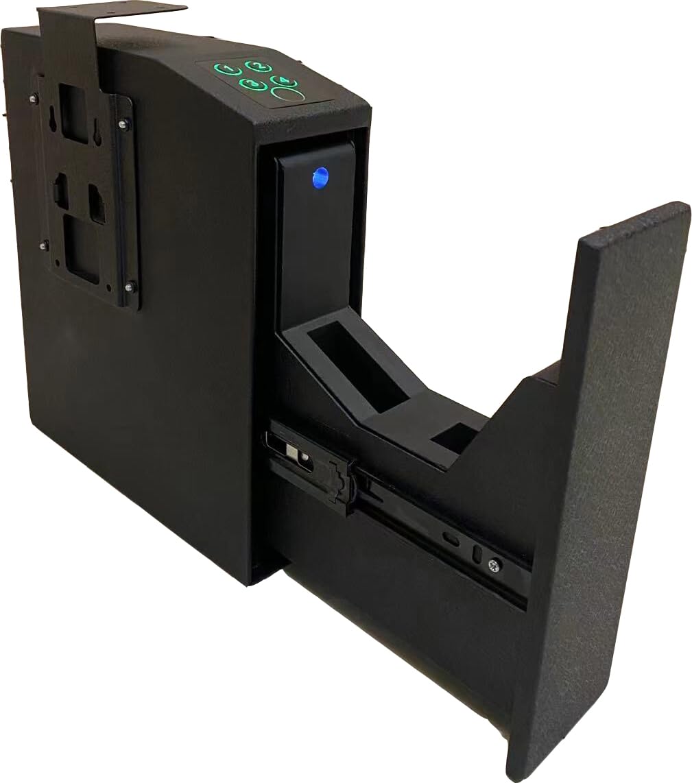 Biometric Slider Gun Safe for Handgun, Fingerprint Gun Safe Supports Quickly Access with 3 Ways, Fingerprint, PIN Code and Keyhole (Black)