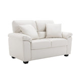 Morden Fort Faux Leather Loveseat Sofas, White Modern Luxury and Comfy Furniture Sleeper Couches for Living Room, Apartment, Office, Reading Room Morden Fort