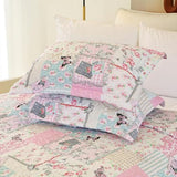 Cmfshape Garden Floral Bedding Set Twin,Reversible Quilted Bedspread,Pink Butterfly Quilt Set,Reversible Stitched Coverlet with 1 Pillow Sham(Twin68 x86 Pink) Cmfshape