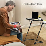 Homy Casa Adjustable Z Shaped Study Desk with Cup Holder, No Assembly Required,Space Saving Portable Laptop Foldable Table for Home Office Living Room & Bedroom, Sturdy Metal Frame with PP Top, Black Homy Casa