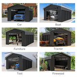 Real Relax 12'x20' Heavy Duty Metal Carport, Outdoor Garage Car Shelter Shade with Galvanized Roof & Removable Sidewalls, Heavier Metal Frame for Car and Boats, Truck Grey Real Relax