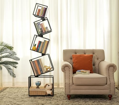 Asuli 5-Tier Modern Black Bookshelf - 67" Stylish Storage Solution for Books and Decor - WoodArtSupply