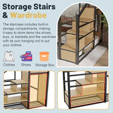 Mirightone Metal Full Size Loft Bed with Stairs,Heavy Duty High Loft Bed Full with Storage Upper Shelf and Wardrobe for Adults Teens, No Box Spring Needed, No Noise, Black Mirightone