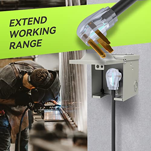 RVMATE 250V 40 Feet Welder Extension Cord, 8 AWG NEMA 6-50 STW Heavy Duty Welding Cord with LED Indicator RVMATE